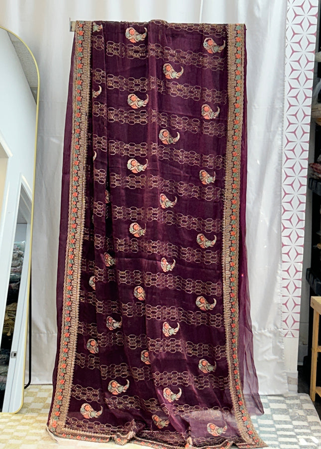 Chiffon silk saree : cocktail saree - Kurti Connection USA