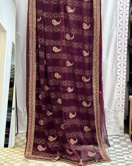 Chiffon silk saree : cocktail saree - Kurti Connection USA
