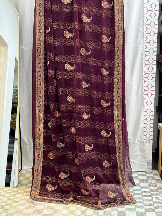 Chiffon silk saree : cocktail saree