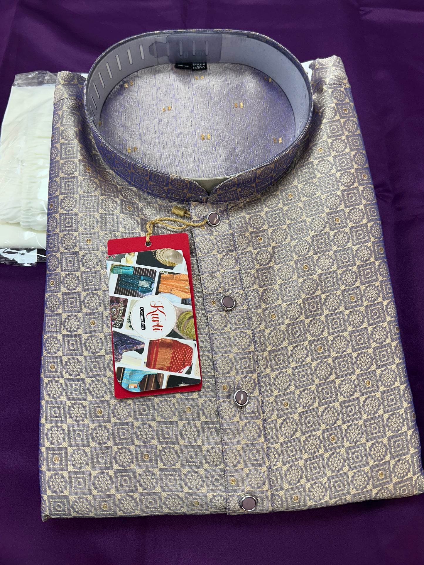 Light purple silk kurta set