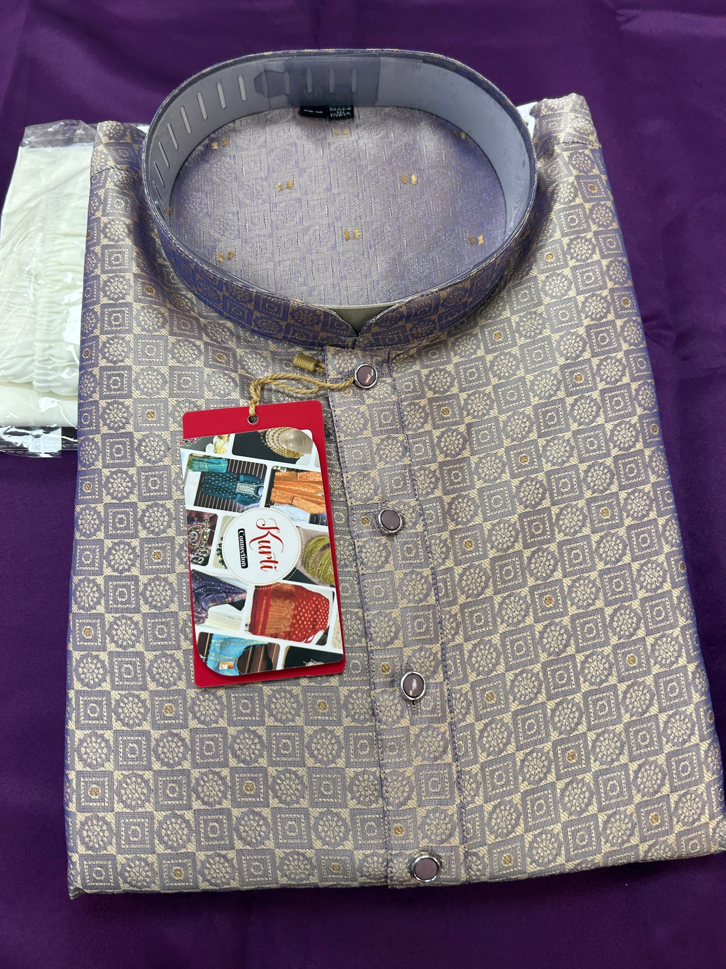 Light purple silk kurta set