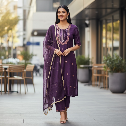 Modal silk kurti set