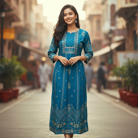 Rayon cotton long kurti