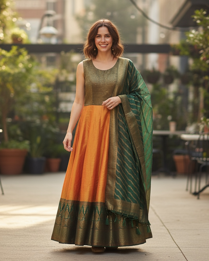 Silk long kurti - Kurti Connection USA