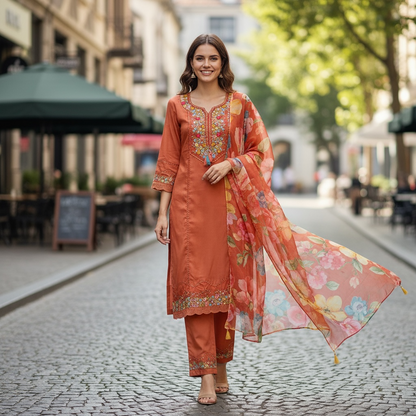 Shimmer silk Kurti pant set