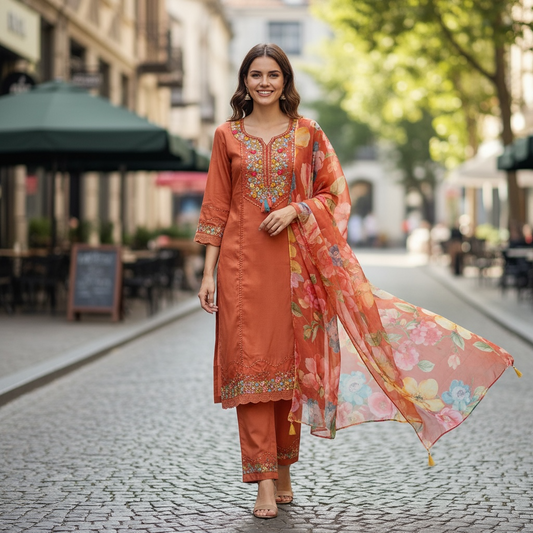 Shimmer silk Kurti pant set