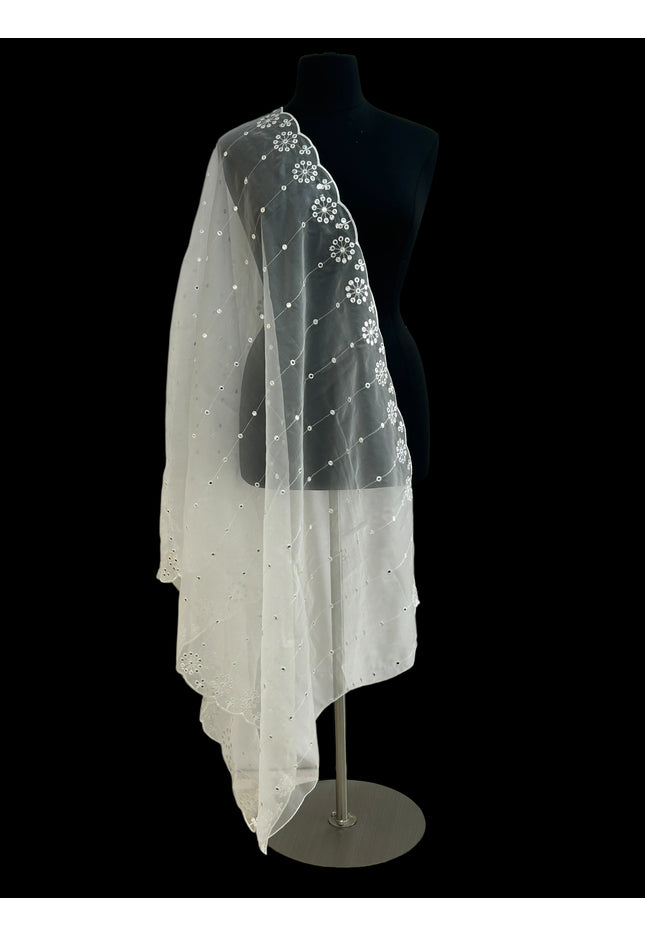 White organza dupatta - Kurti Connection USA