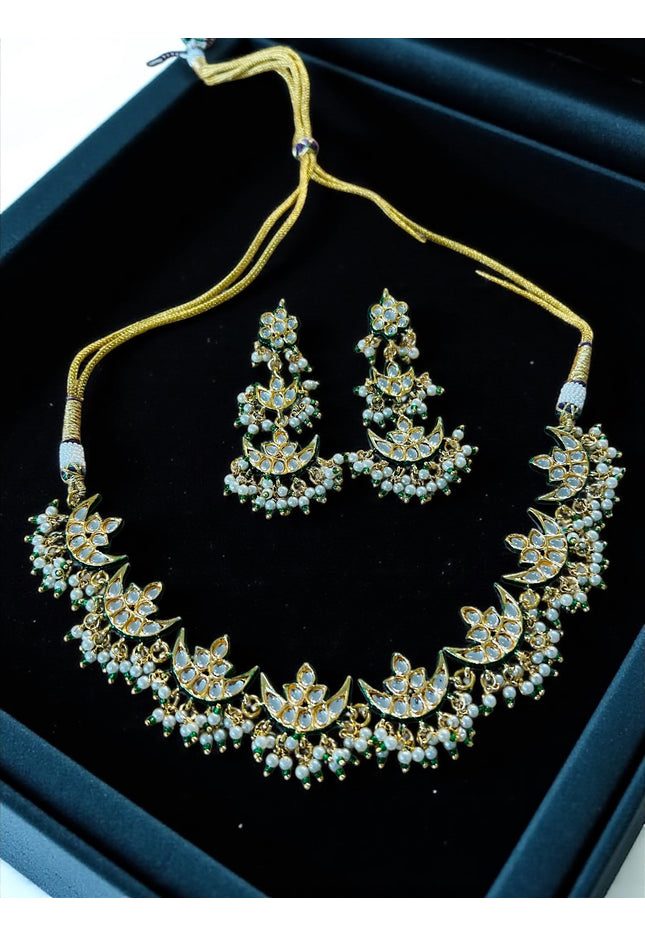 Kundan Rajwadi necklace set - Kurti Connection USA