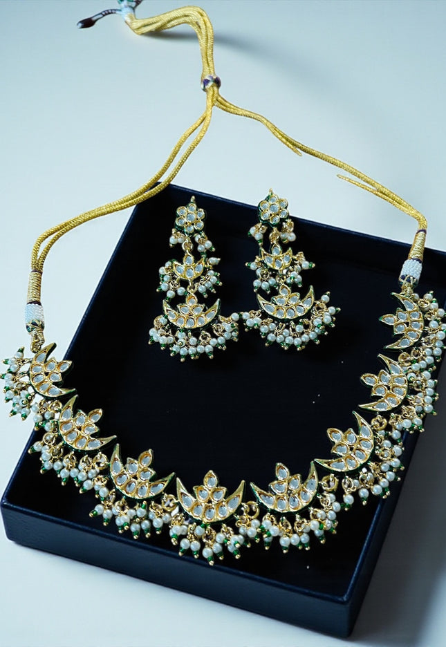 Kundan Rajwadi necklace set - Kurti Connection USA