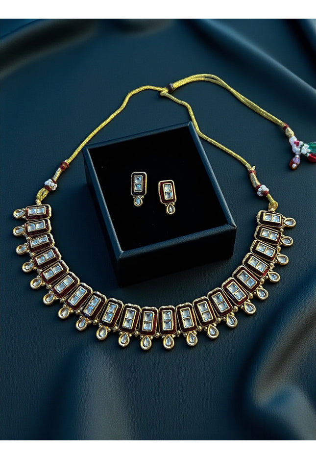 Kundan necklace set - Kurti Connection USA