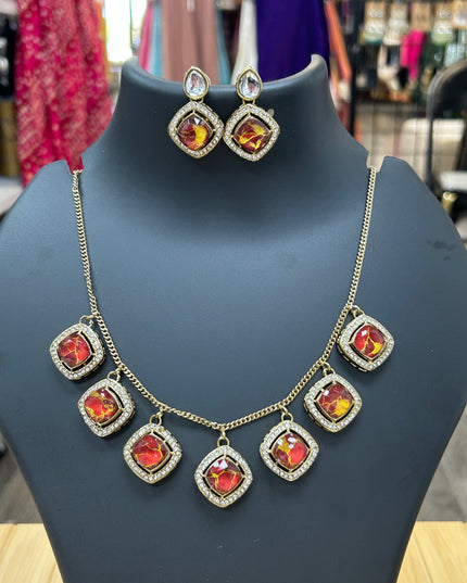 Fire stone necklace - Kurti Connection USA