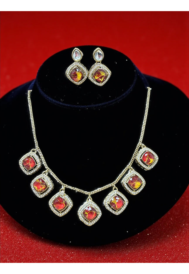 Fire stone necklace - Kurti Connection USA