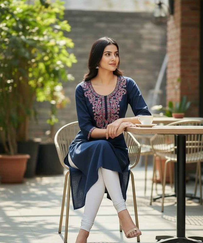Dark blue Rayon kurti