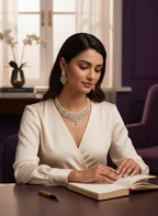 House Of Indian Wedding Attire gold-toned choker necklace and drop earrings with cubic zirconia stones
