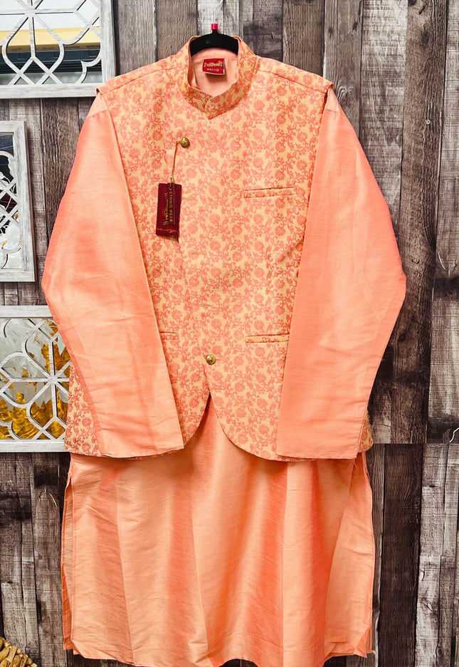 Three piece set | silk kurta pajama set - Kurti Connection USA