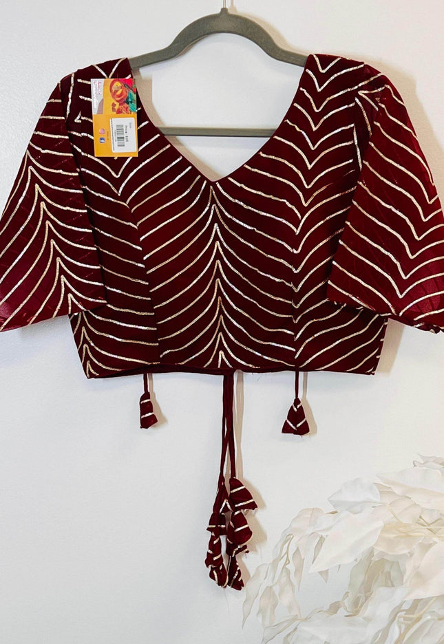 Georgette blouse with gota patti - Kurti Connection USA
