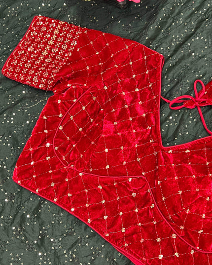 velvet blouse - Kurti Connection USA