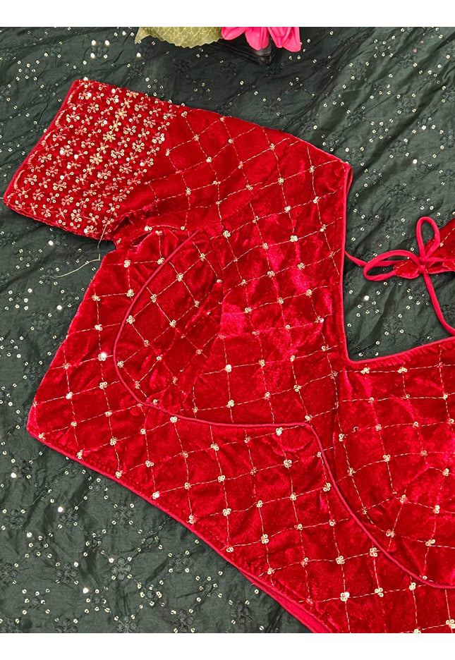 velvet blouse - Kurti Connection USA