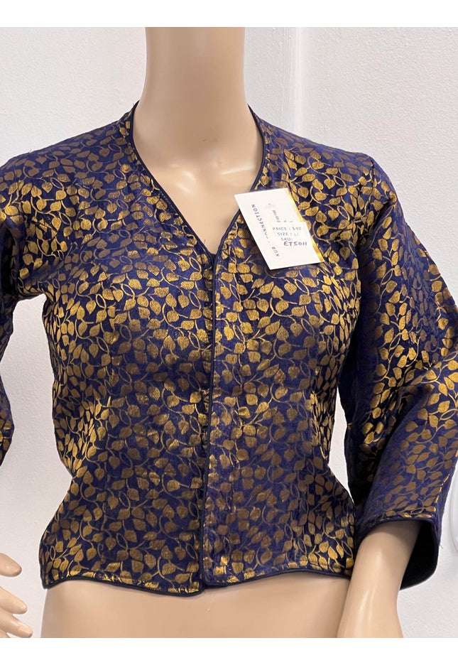 Navy blue long blouse - Kurti Connection USA