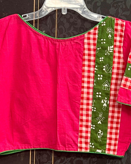 Dark pink cotton blouse - Kurti Connection USA