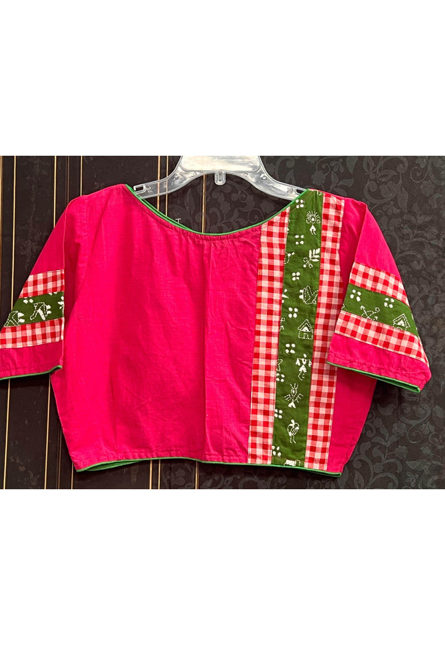 Dark pink cotton blouse - Kurti Connection USA