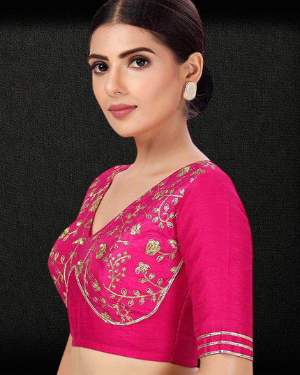 2879 Raw silk blouse | readymade blouse for saree - Kurti Connection USA