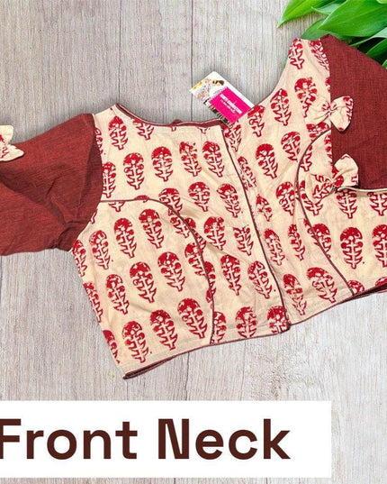 6034 Pen Kalamkari blouses | cotton kalamkari blouse - Kurti Connection USA