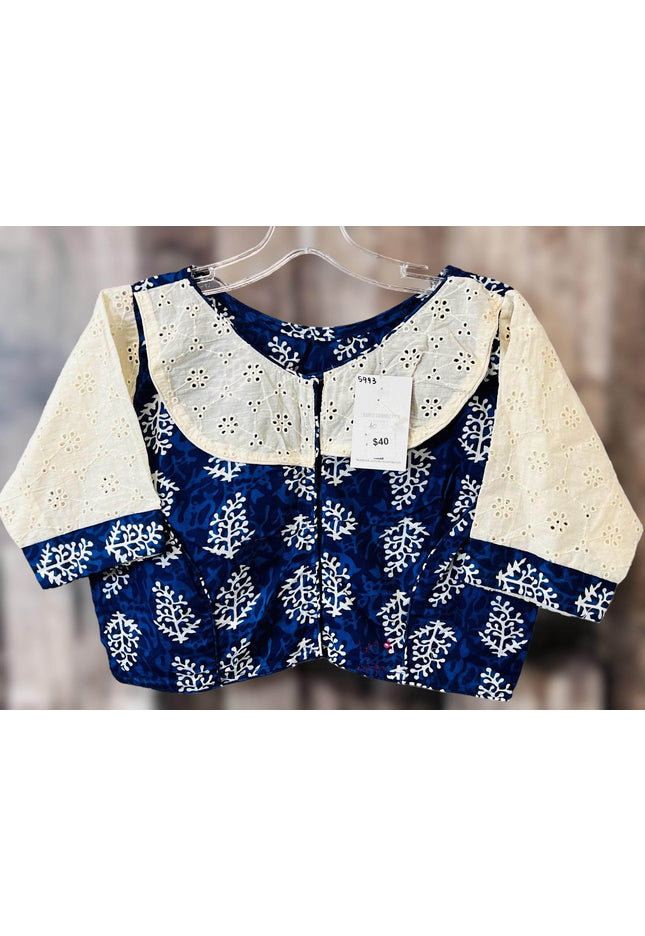 5993 soft cotton blouse| indigo blue blouse for saree - Kurti Connection USA