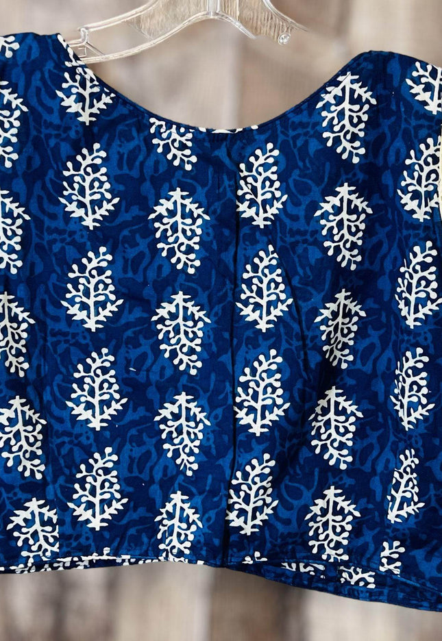 5993 soft cotton blouse| indigo blue blouse for saree - Kurti Connection USA