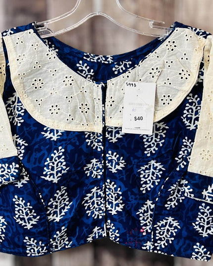 5993 soft cotton blouse| indigo blue blouse for saree - Kurti Connection USA