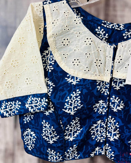 5993 soft cotton blouse| indigo blue blouse for saree - Kurti Connection USA