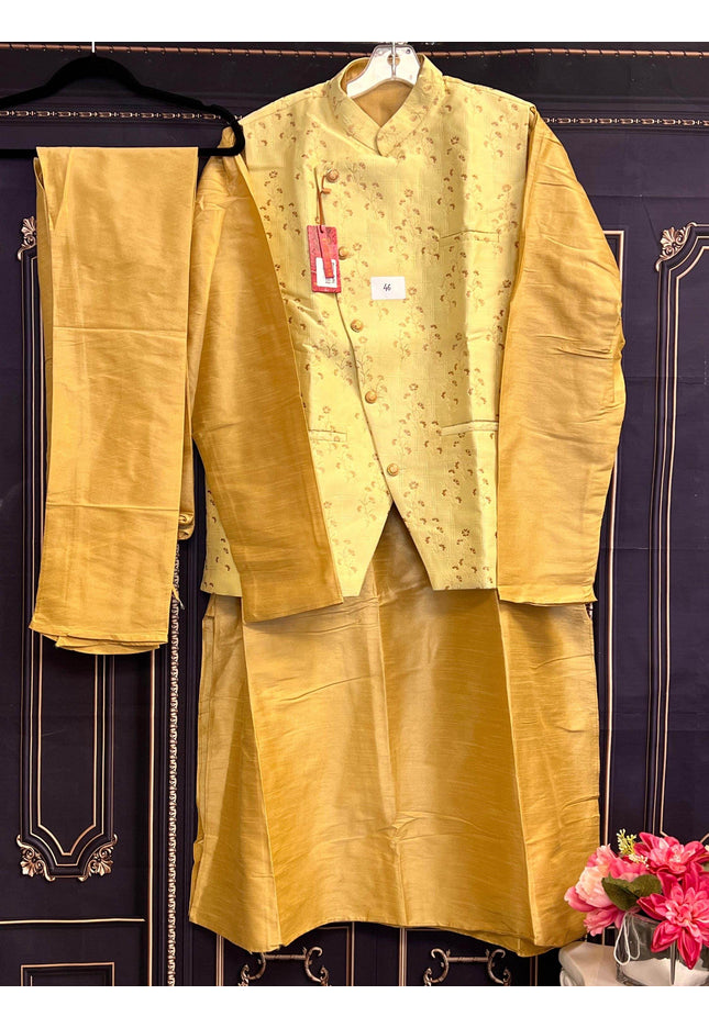 Three piece kurta set : with jacket - Kurti Connection USA