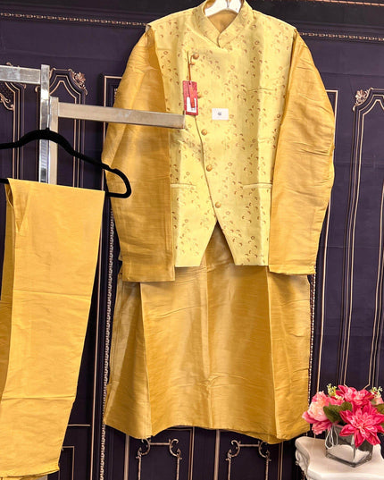 Three piece kurta set : with jacket - Kurti Connection USA
