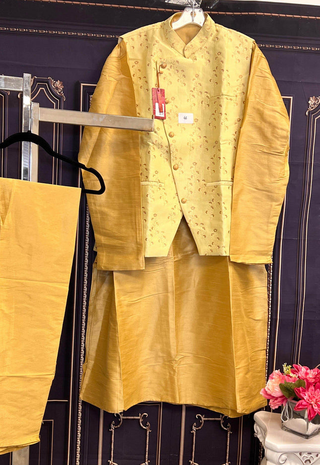 Three piece kurta set : with jacket - Kurti Connection USA