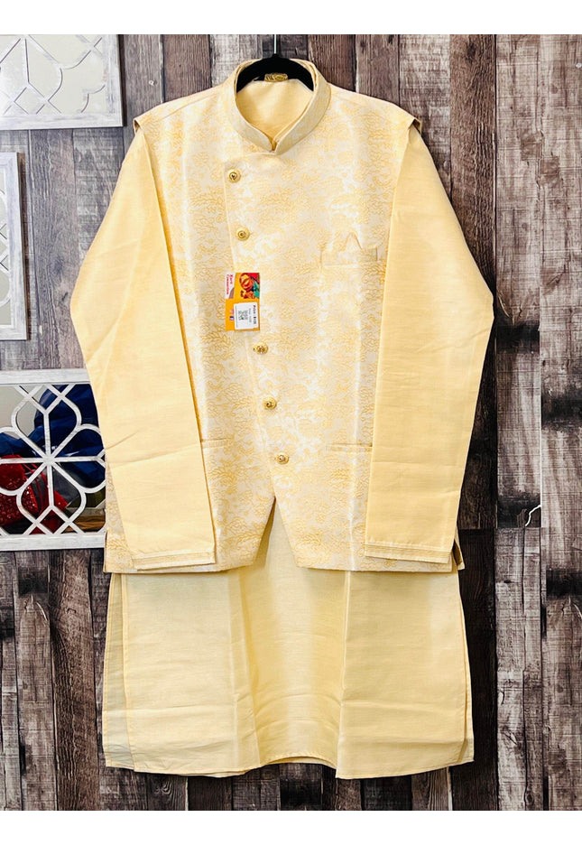 Silk kurta with jacket - Kurti Connection USA