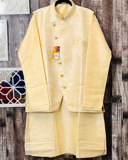 Silk kurta with jacket - Kurti Connection USA