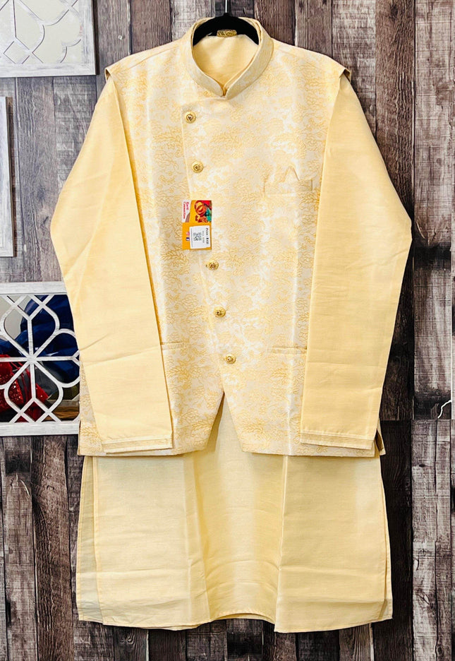 Silk kurta with jacket - Kurti Connection USA