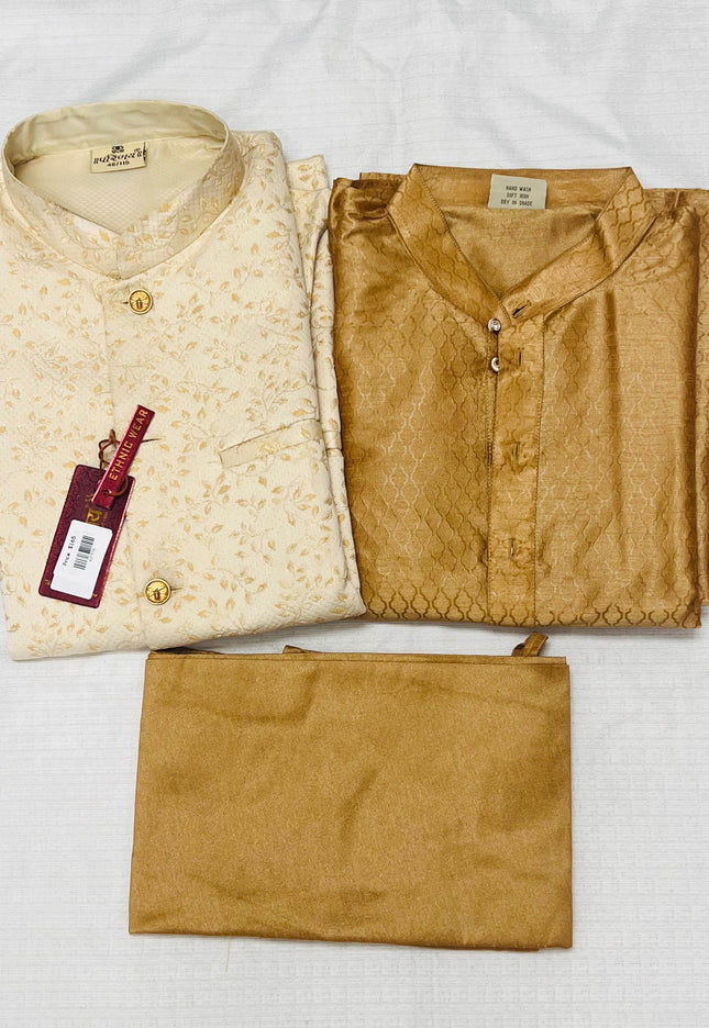 Silk kurta pajaama with jacket - Kurti Connection USA