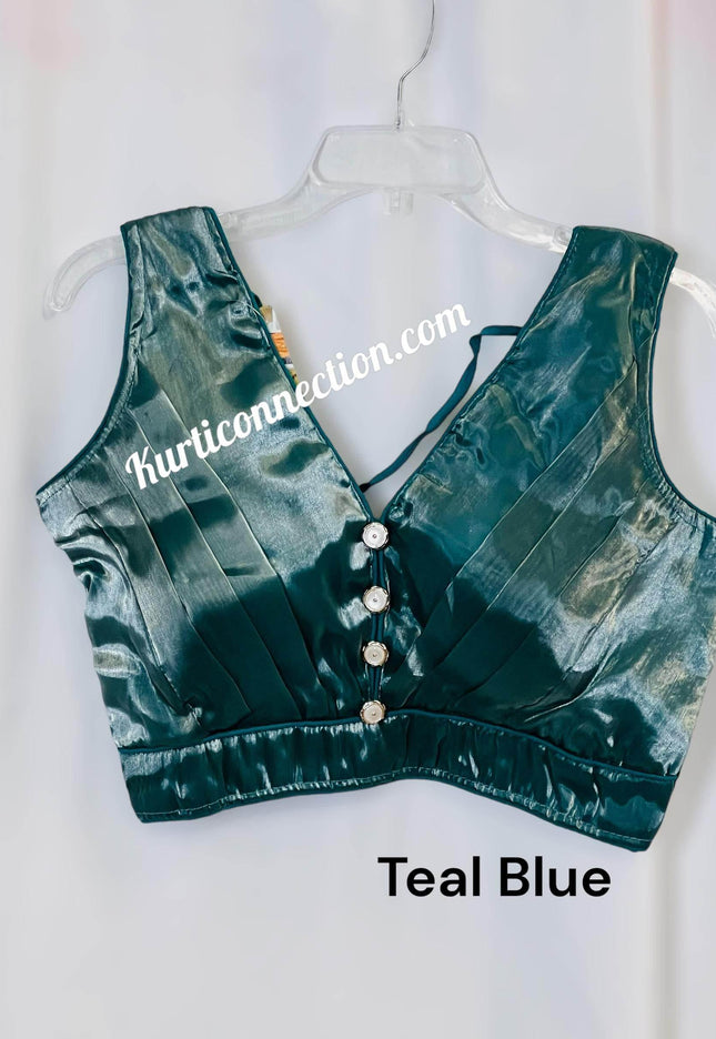 Satin silk blouse - Kurti Connection USA