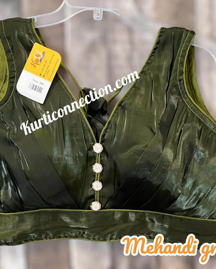 Satin silk blouse - Kurti Connection USA
