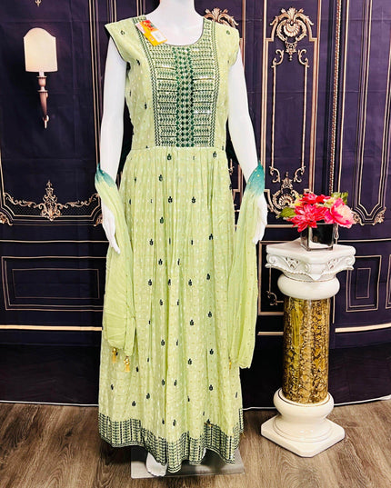 Chanderi cotton long kurti - Kurti Connection USA