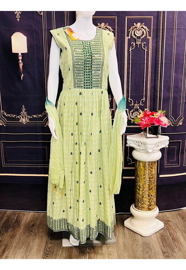 Chanderi cotton long kurti - Kurti Connection USA