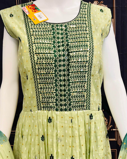 Chanderi cotton long kurti - Kurti Connection USA