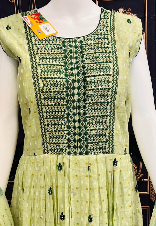 Chanderi cotton long kurti - Kurti Connection USA