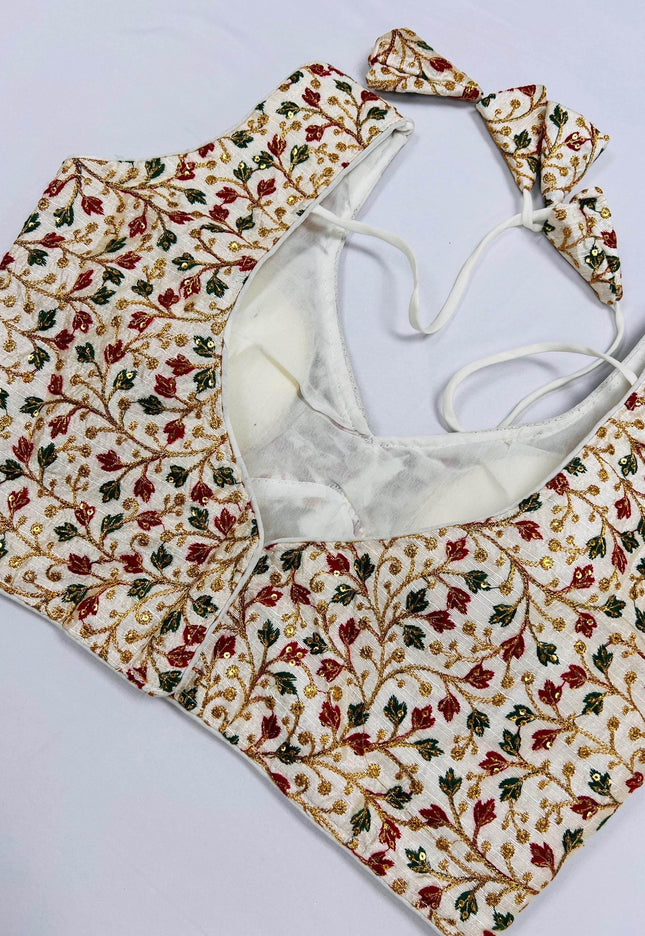 Off white silk blouse : sleeves available - Kurti Connection USA