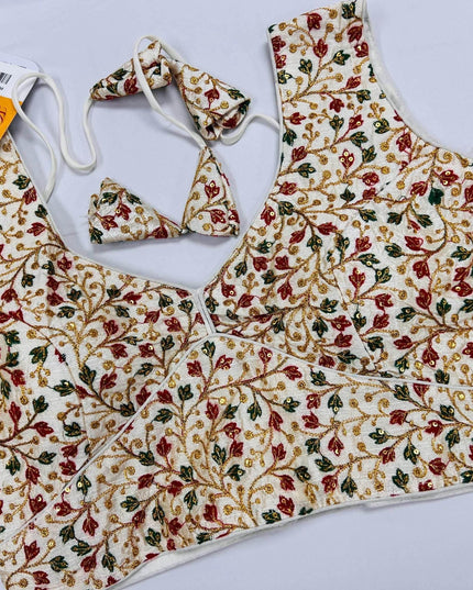 Off white silk blouse : sleeves available - Kurti Connection USA