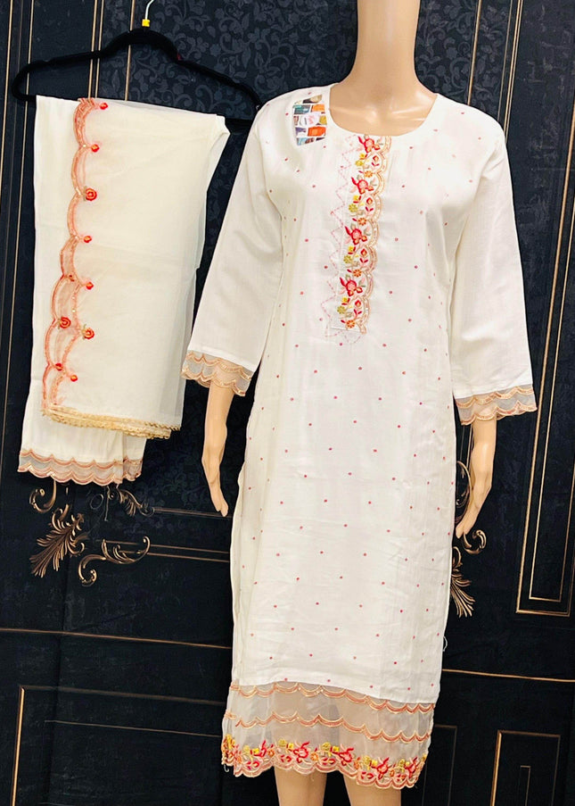 Chanderi silk kurti pant set | salwar suit - Kurti Connection USA