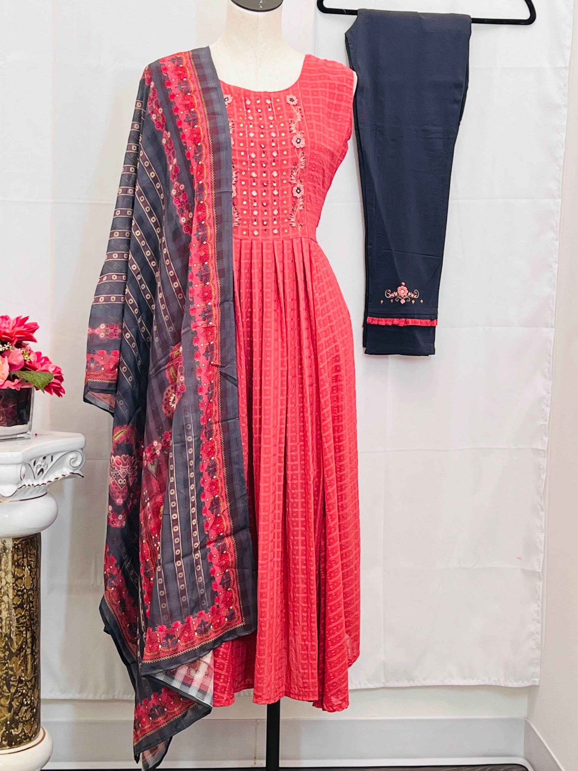 Pure Chiffon kurti set | salwar suit - Kurti Connection USA
