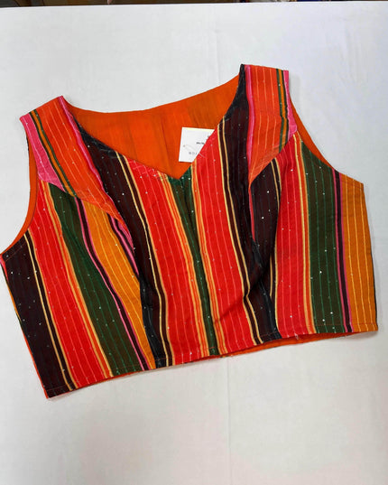 2842 multi color saree blouse | crop top for lehenga | sleeveless blouse - Kurti Connection USA