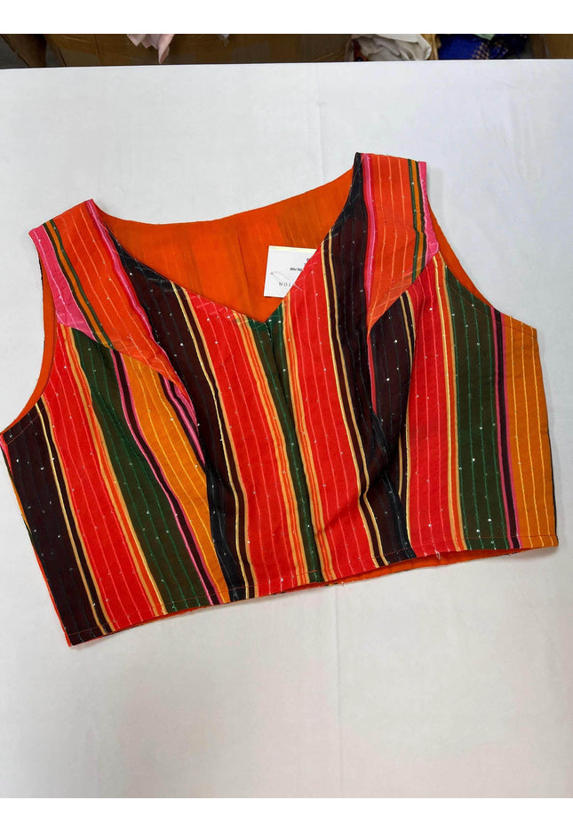 2842 multi color saree blouse | crop top for lehenga | sleeveless blouse - Kurti Connection USA
